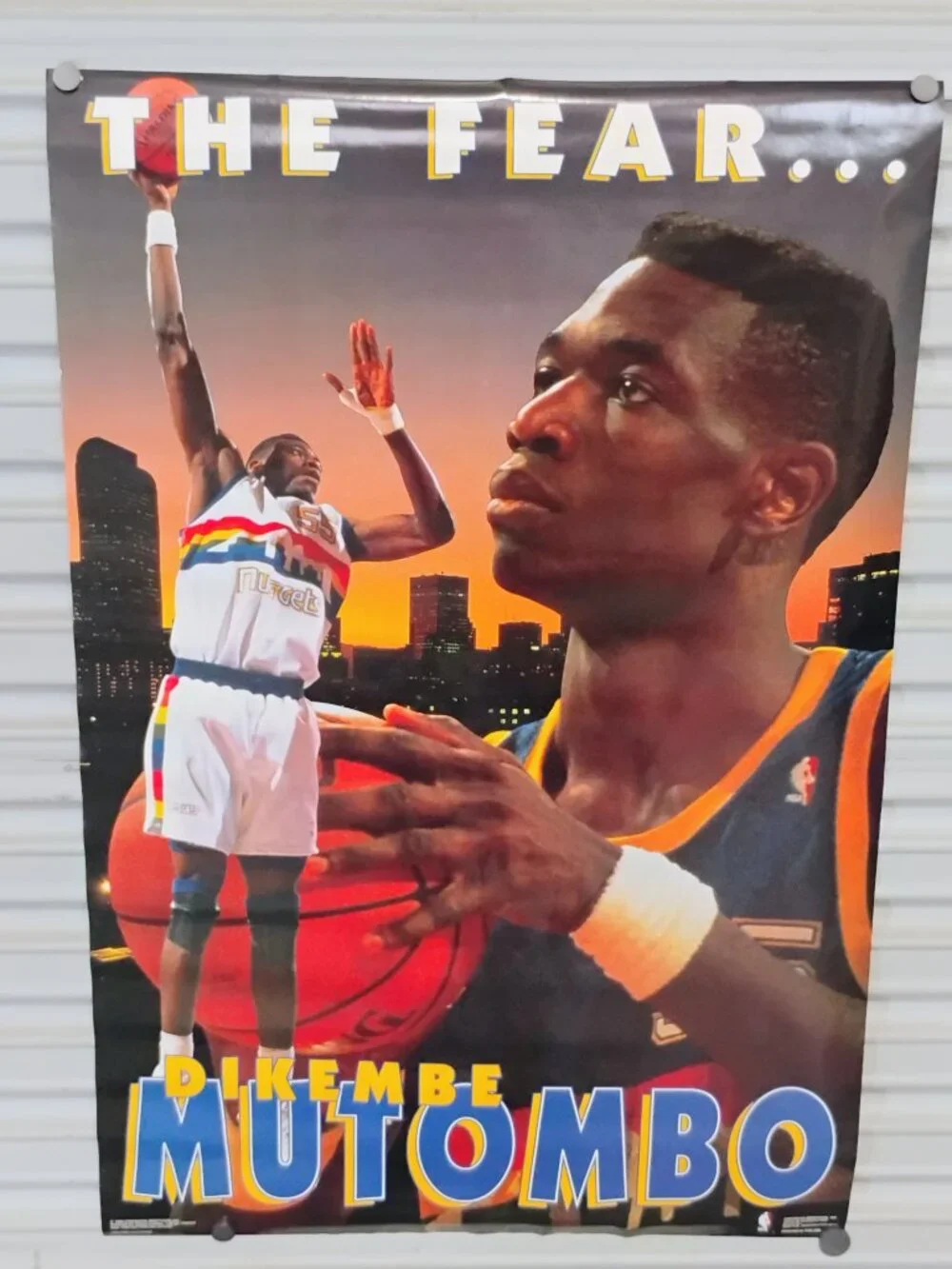Dikembe Mutombo THE FEAR Denver Nuggets NBA Rare VTG 92 Costacos Poster 23x35